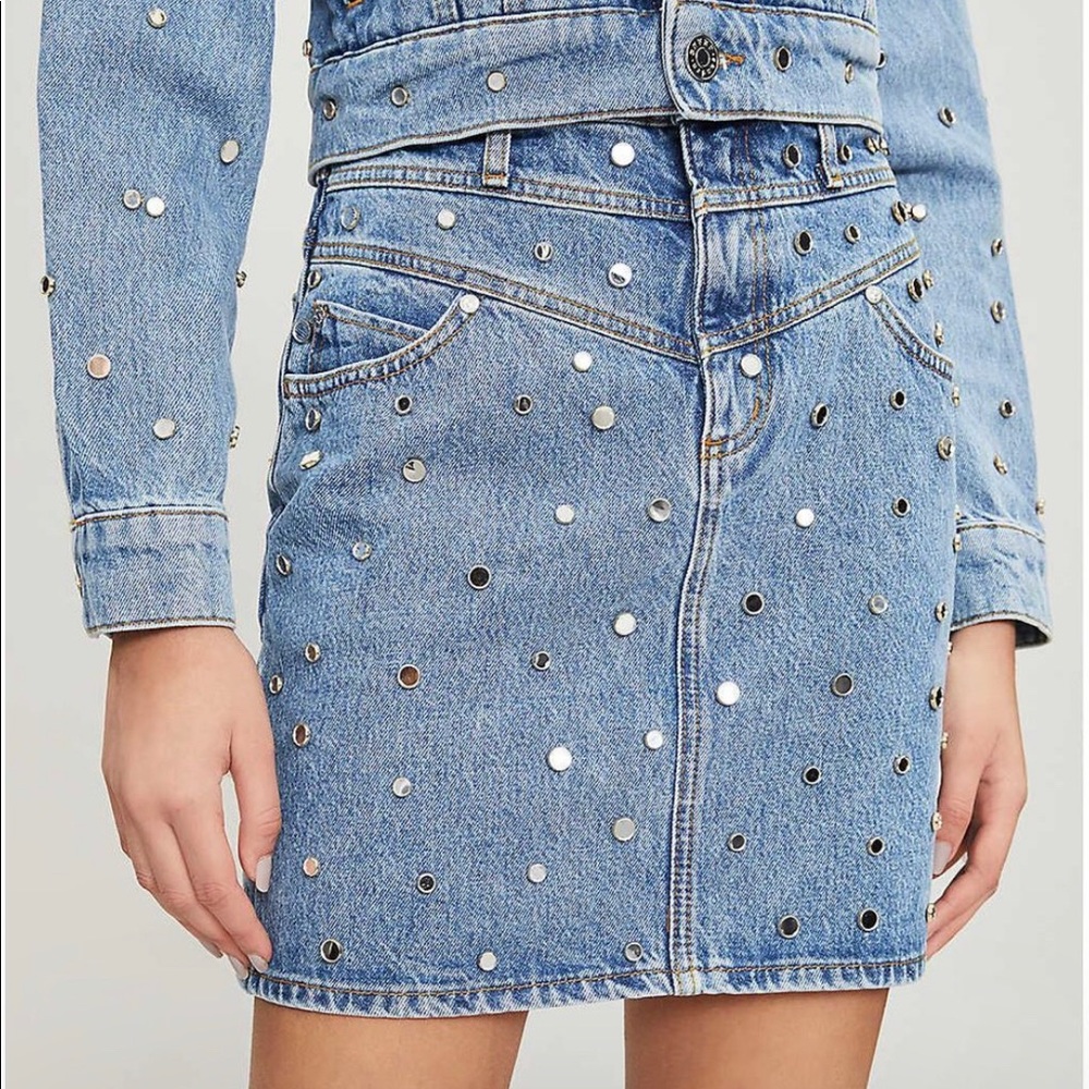 Sandro Paris Avea Mirror Studed Mini Skirt NWT